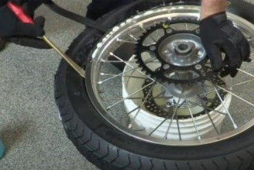 lubricant around the edge of dirt bike tire